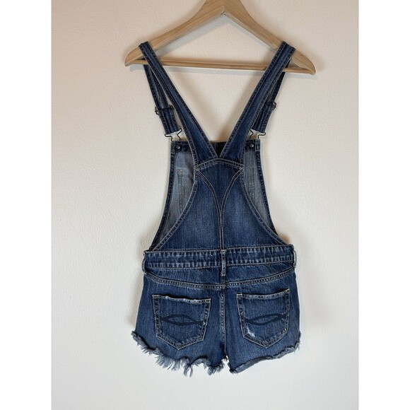 Abercrombie & Fitch Shortalls Distressed Y2k 90s Cutoff Overall Shorts Size S - Picture 2 of 3